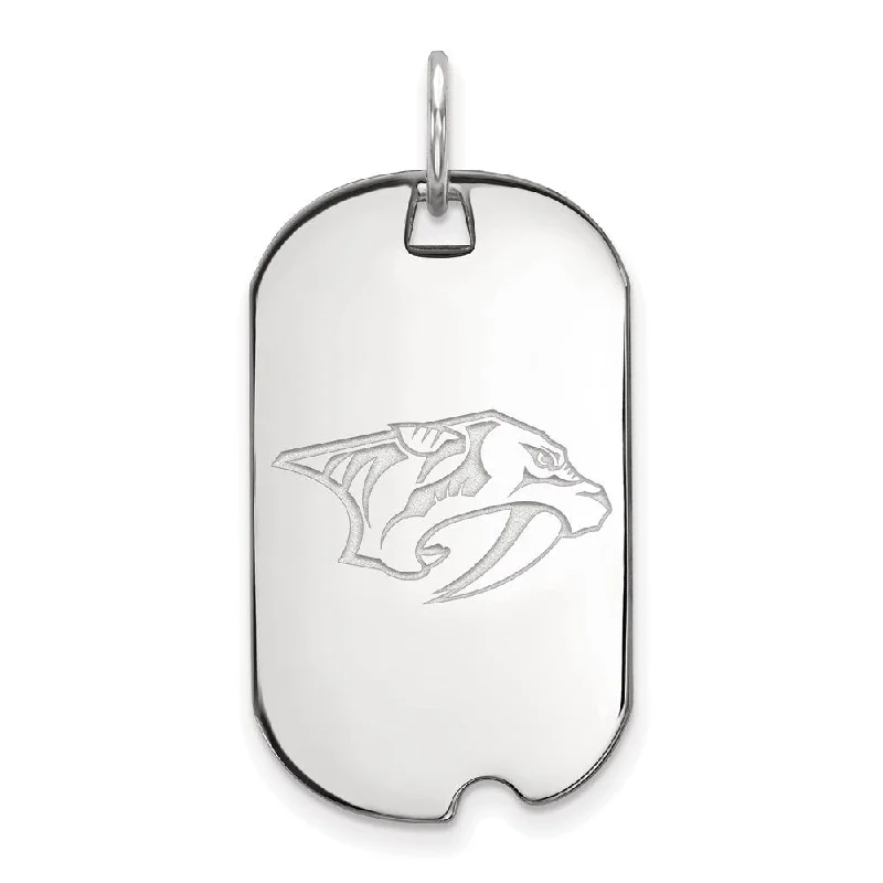 Sterling Silver NHL Nashville Predators Dog Tag Pendant