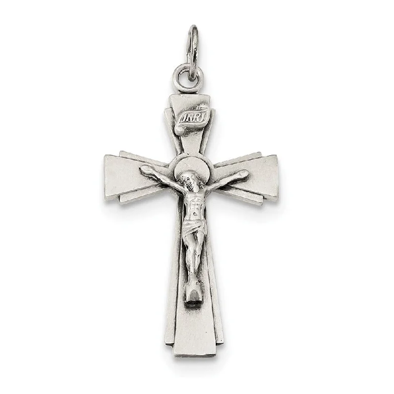 Best Jewelry Sale – Shop Exclusive Designs Now Sterling Silver Solid Antiqued Satin INRI Crucifix Pendant, 20 x 38mm
