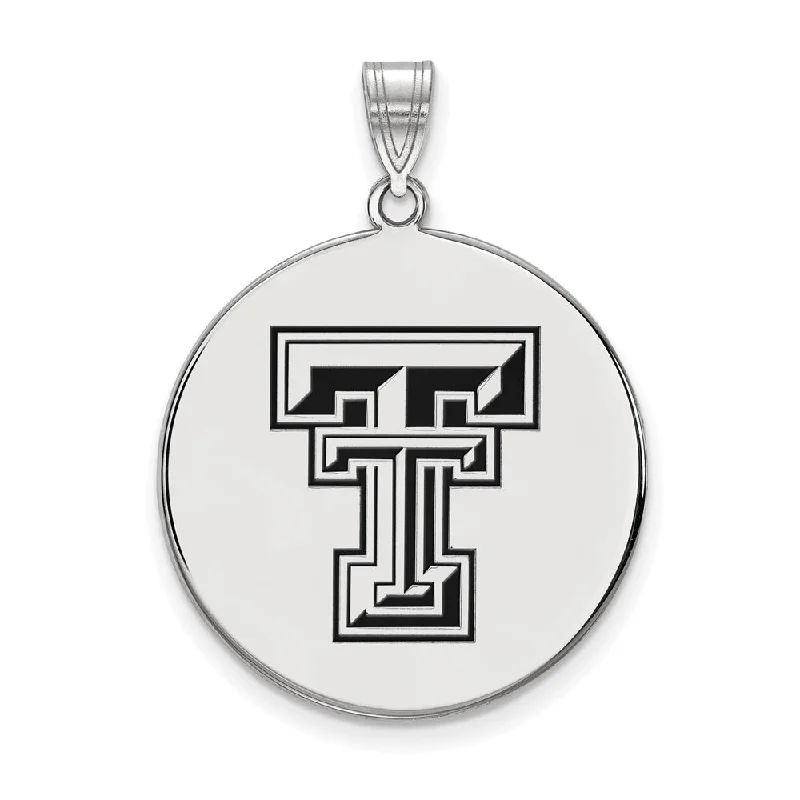 Premium Diamond Jewelry At Once-In-A-Lifetime Discounts Sterling Silver Texas Tech U. XL Enamel Disc Pendant