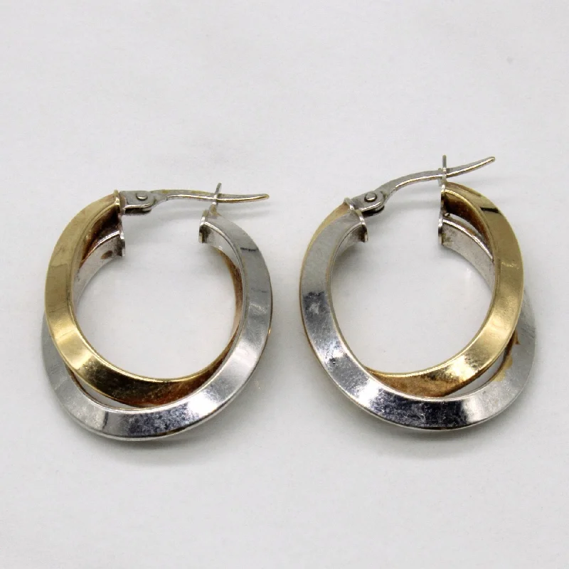 10k Two Tone Gold Hoop Earrings