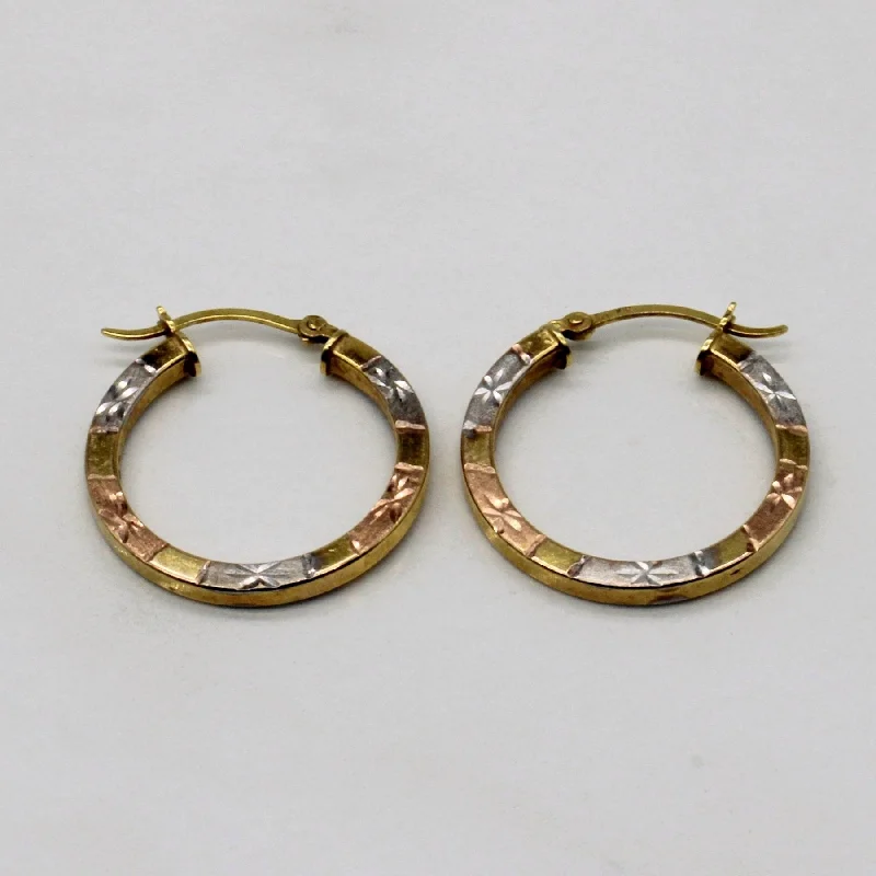 10k Tri Tone Gold Hoop Earrings