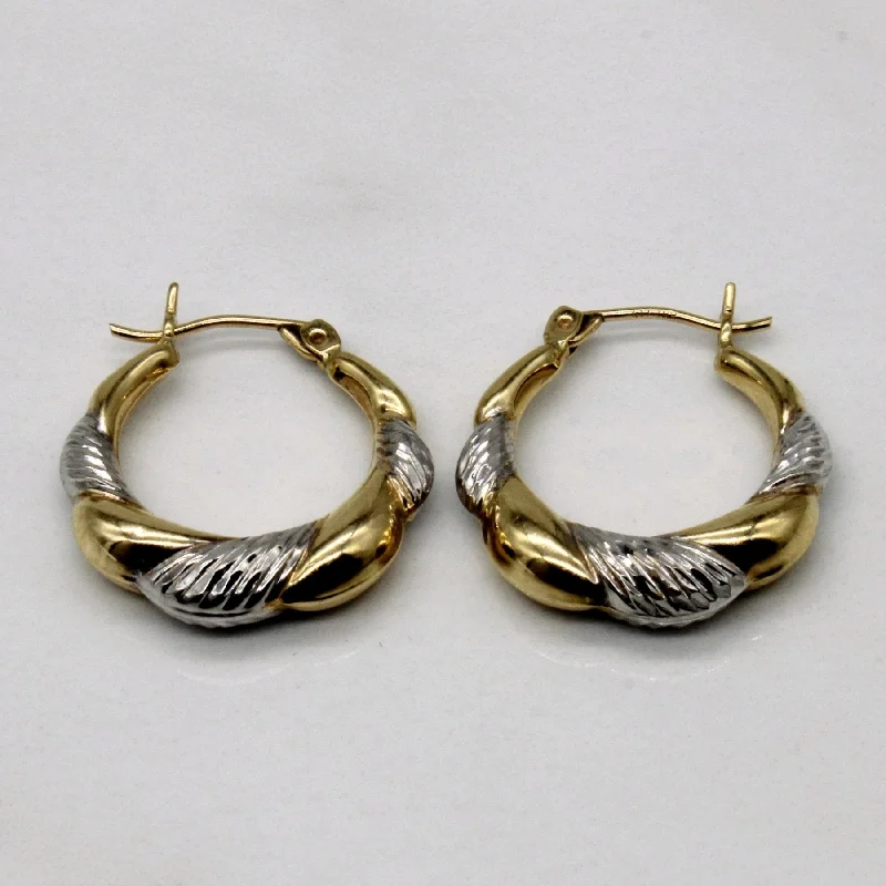 10k Two Tone Gold Hoop Earrings