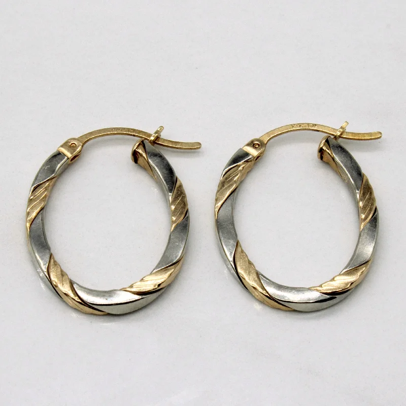 Two Tone Oval Hoop Earrings |