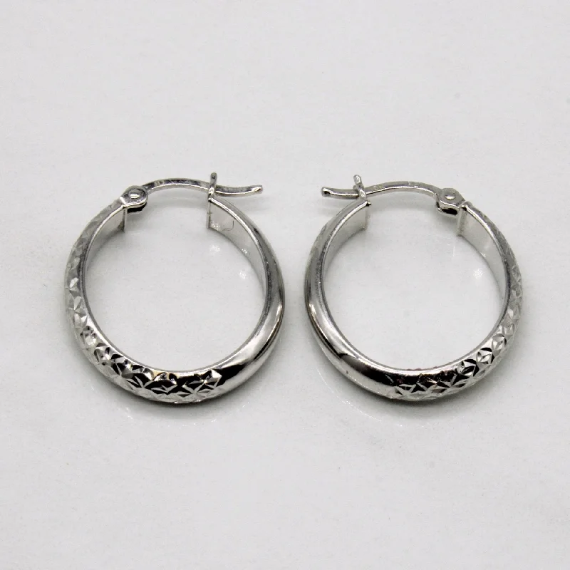 10k White Gold Oval Hoop Earrings