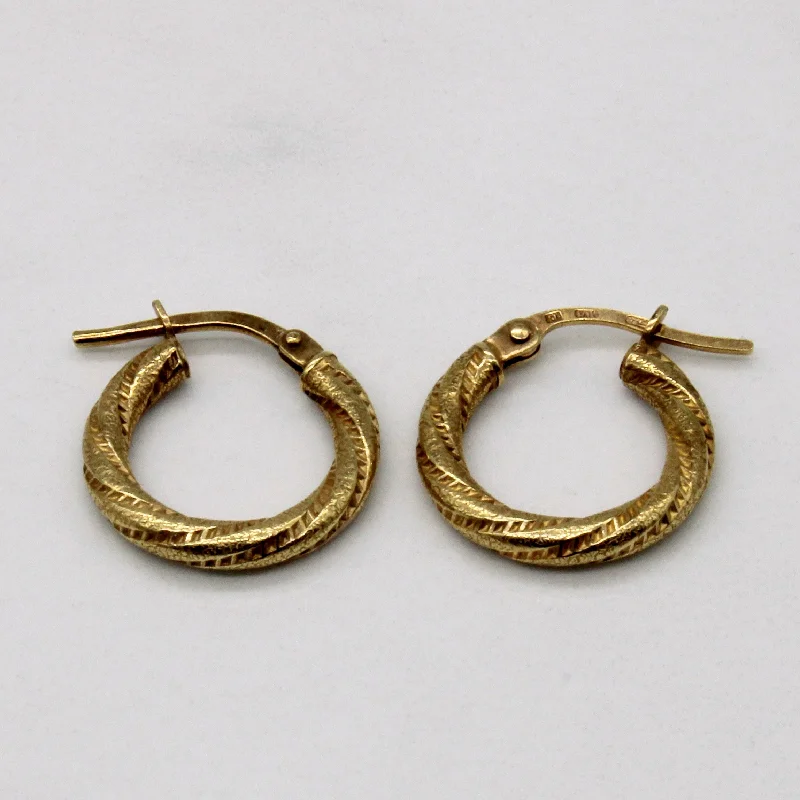 10k Yellow Gold Twisted Hoop Earrings