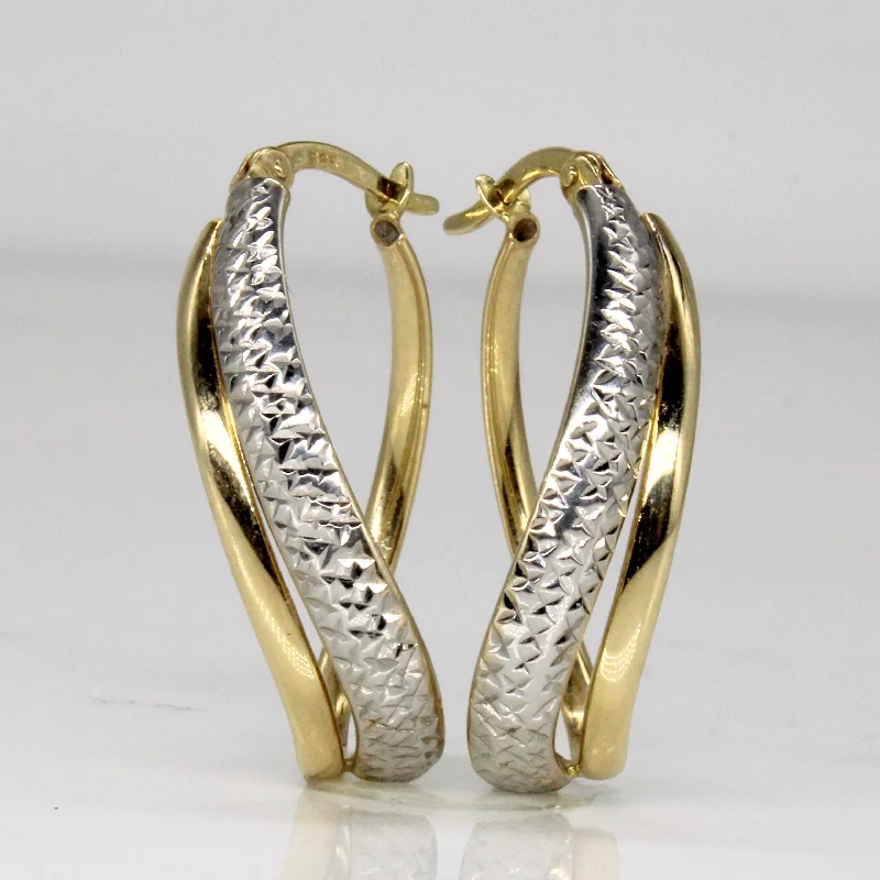 14k Two Tone Gold Hoop Earrings