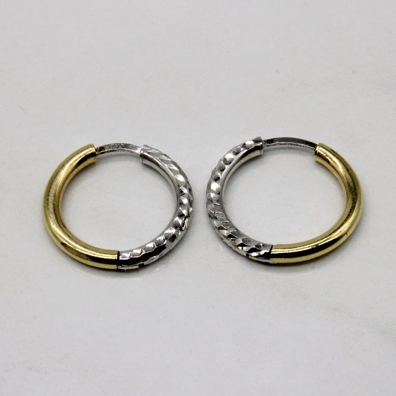 14k Two Tone Gold Hoop Earrings