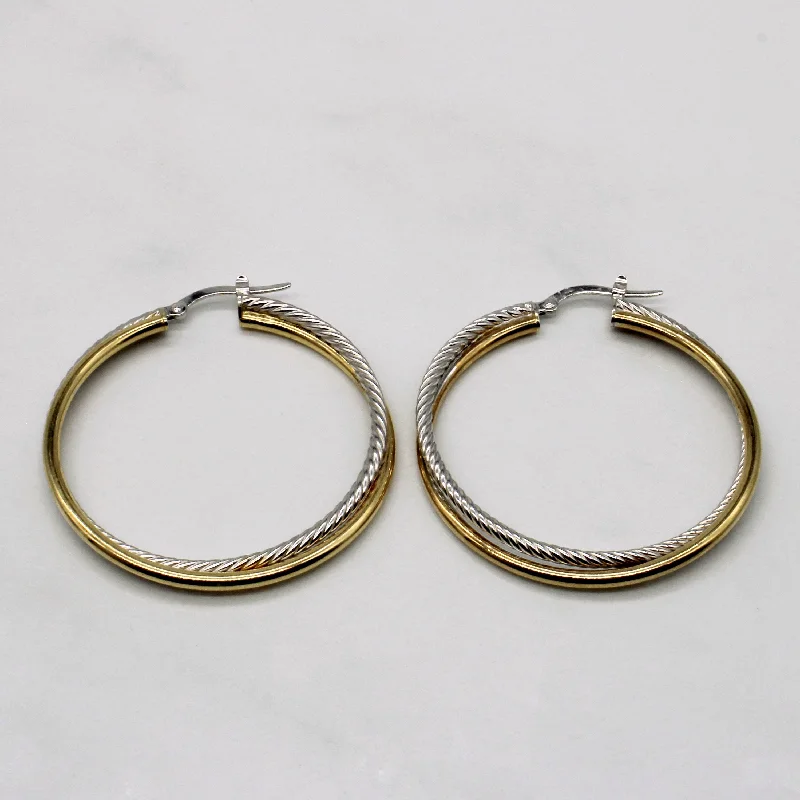 Two Tone Gold Hoop Earrings |