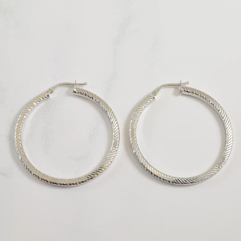 14k White Gold Hoop Earrings |