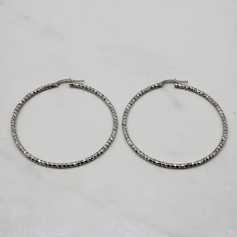 Sparkling White Gold Hoop Earrings |