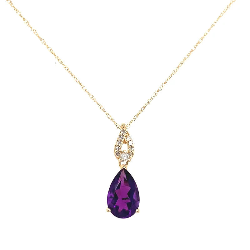 Limited-Stock Jewelry Sale – Once It's Gone, It's Gone 14K Yellow Gold Amethyst and Diamonds Pendant Necklace
