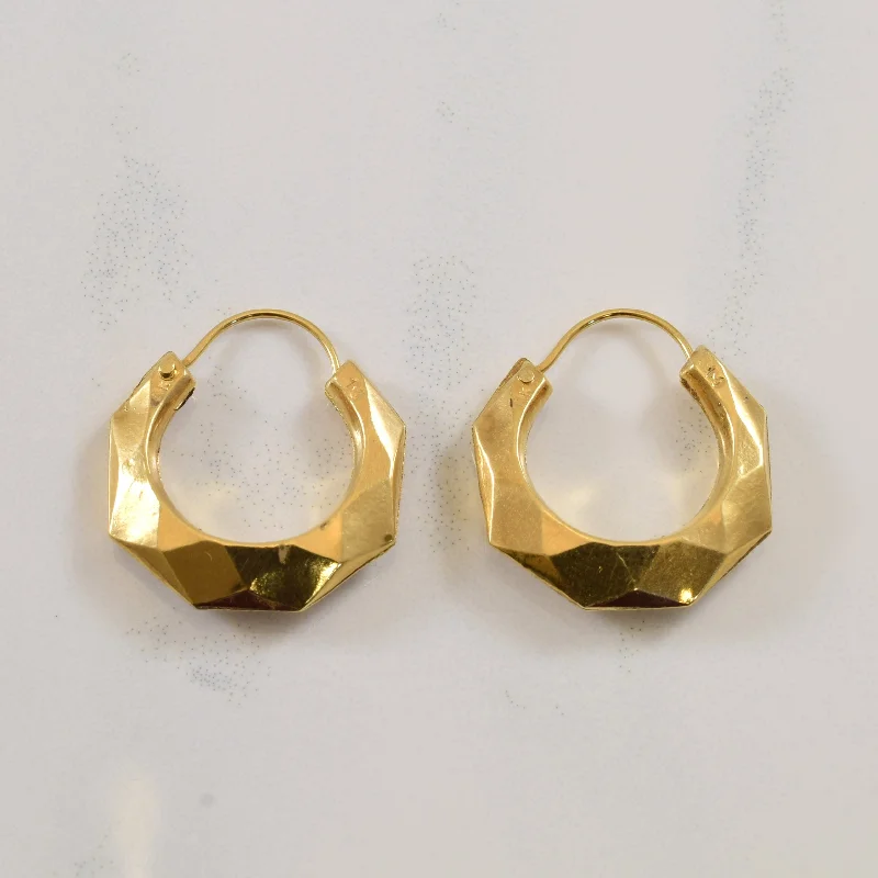 Faceted Yellow Gold Hoop Earrings |