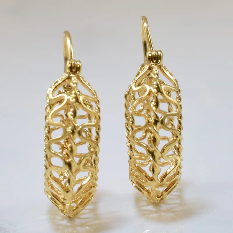 Hollow Yellow Gold Hoop Earrings |