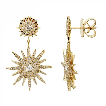 Timeless Beauty, Unbeatable Deals – Jewelry Sale On 14k Yellow Gold Diamond Star Earrings