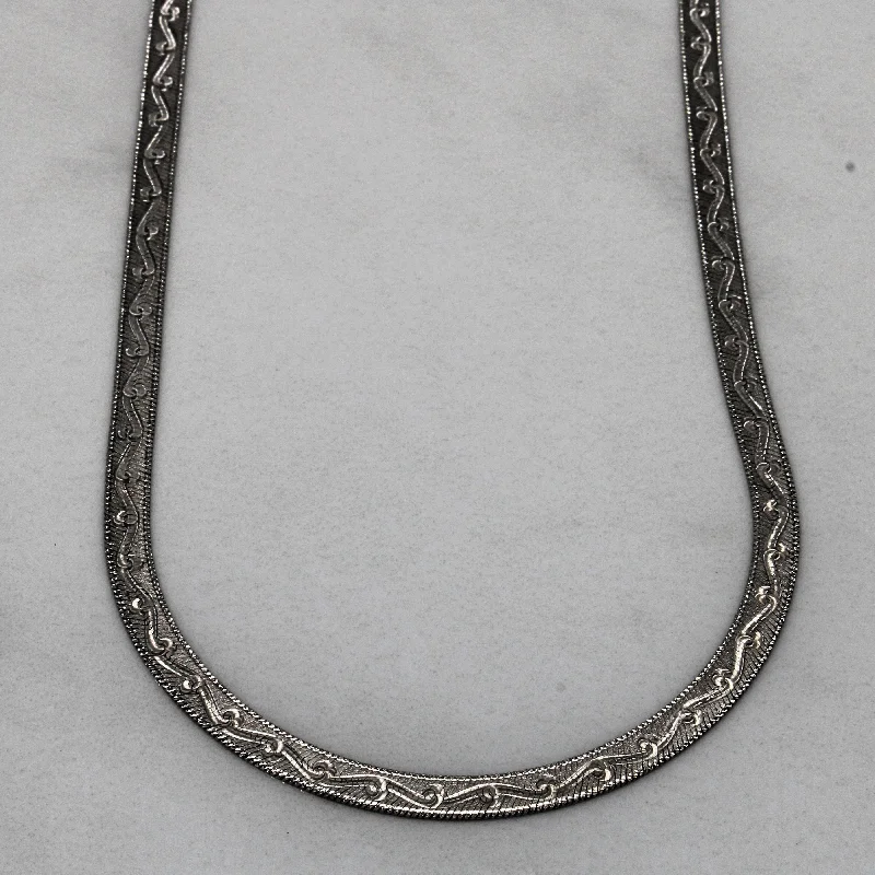 Special Sale On Handcrafted Jewelry – Shop Today 18k White Gold Patterned Herringbone Necklace | 16" | Special Sale On Handcrafted Jewelry – Shop Today 18k White Gold Patterned Herringbone Necklace | 16" |