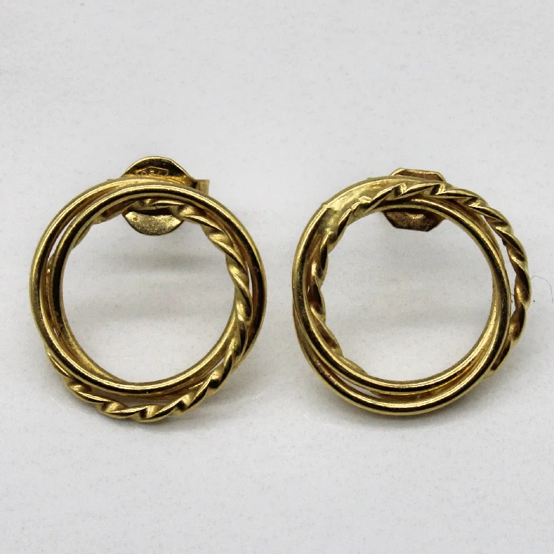 18k Yellow Gold Overlapping Hoop Earrings