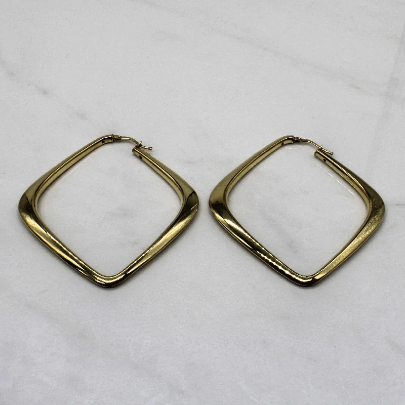 18k Yellow Gold Soft Square Hoop Earrings |