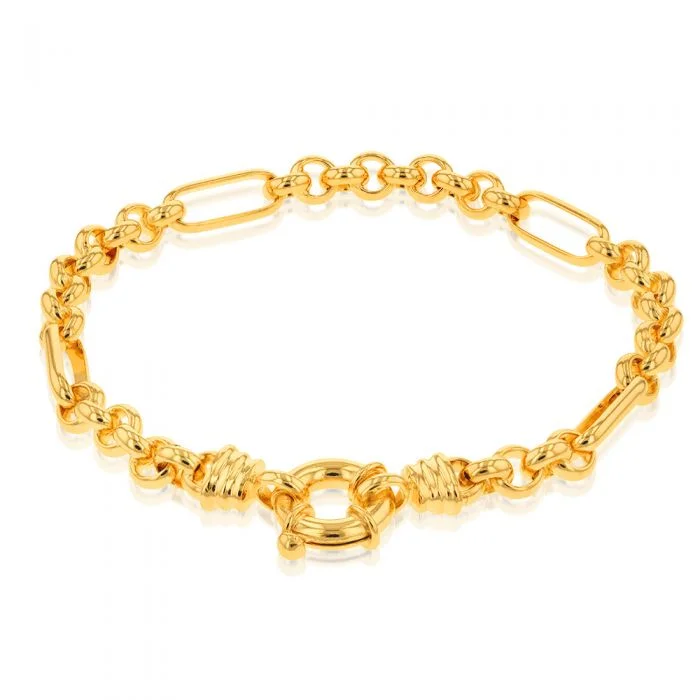 Clearance Sale On High-End Jewelry Collections 9ct Gold Silverfilled Fancy 9+1 Belcher 5.5mm Wide 19cm Bracelet Clearance Sale On High-End Jewelry Collections 9ct Gold Silverfilled Fancy 9+1 Belcher 5.5mm Wide 19cm Bracelet