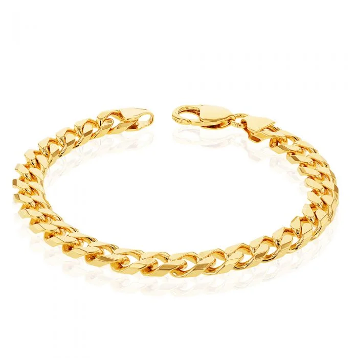Fashion-Forward Geometric Jewelry For Contemporary Style 9ct Yellow Gold Curb 23cm Bracelet Fashion-Forward Geometric Jewelry For Contemporary Style 9ct Yellow Gold Curb 23cm Bracelet