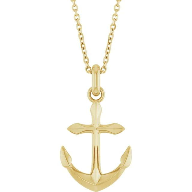 Waterproof Stainless Steel Jewelry For Lasting Beauty Anchor Necklace in 14K Yellow Gold