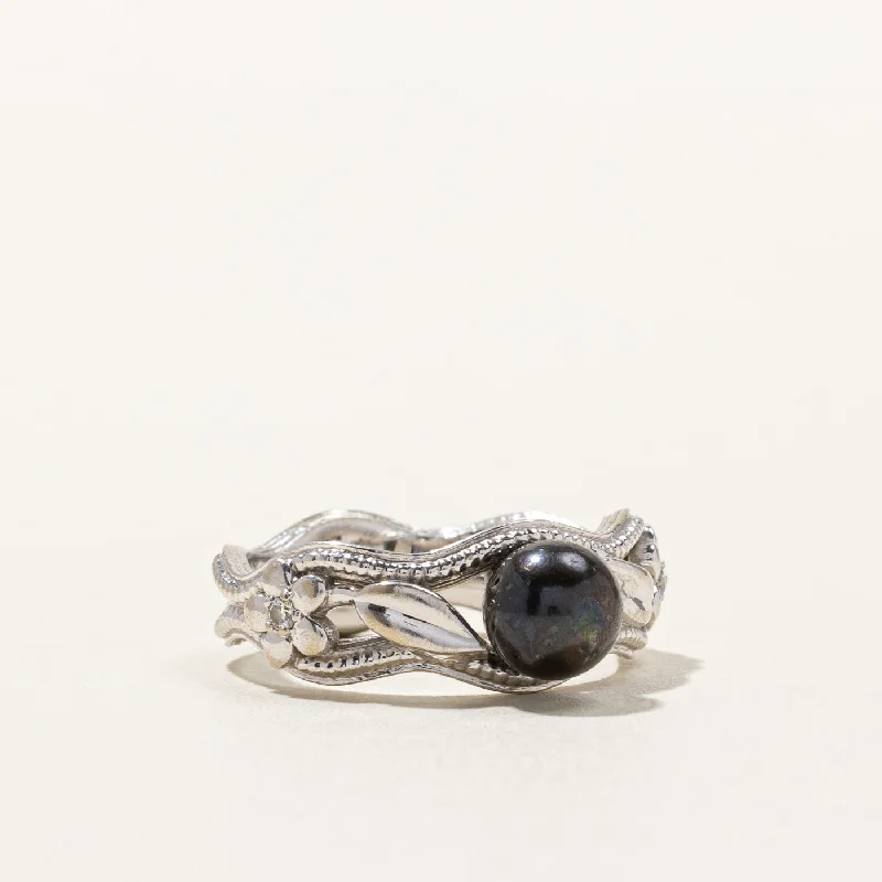 Shop Elegant Jewelry At Unbeatable Prices Black Pearl & Diamond Filigree Ring | 0.06ctw | SZ 7 | Shop Elegant Jewelry At Unbeatable Prices Black Pearl & Diamond Filigree Ring | 0.06ctw | SZ 7 |