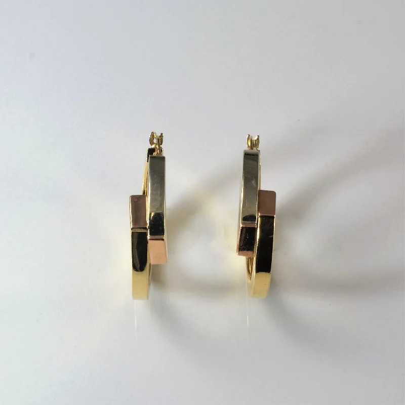 Two Tone Bypass Hoop Earrings |