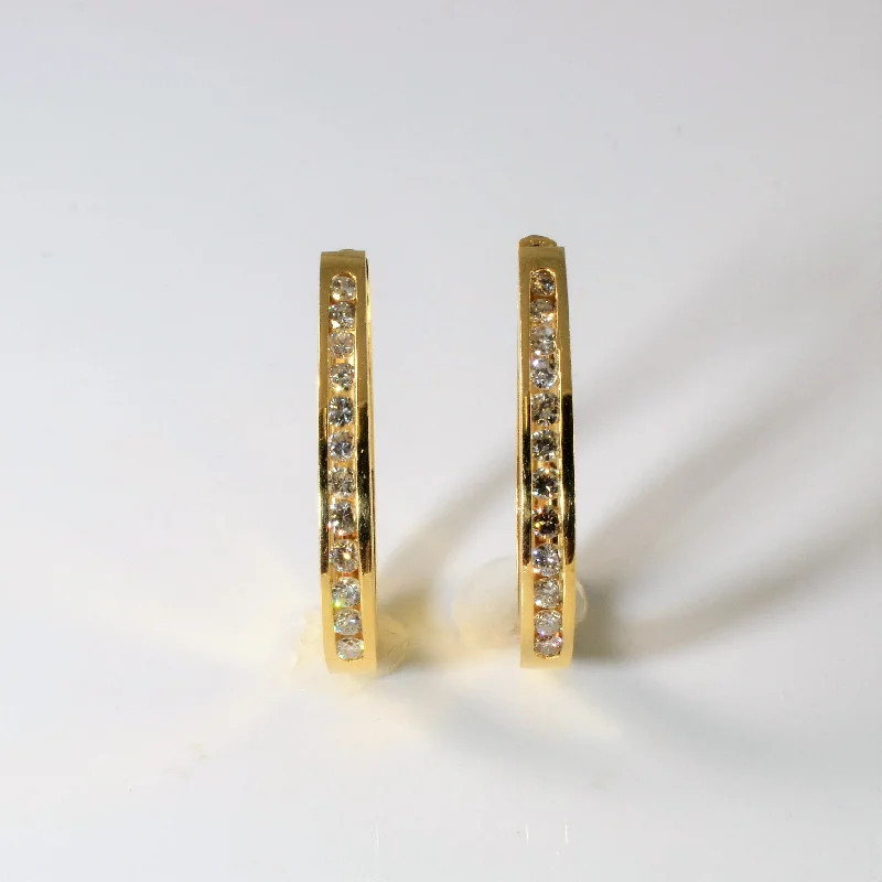 Channel Diamond Hoop Earrings | 0.84ctw |