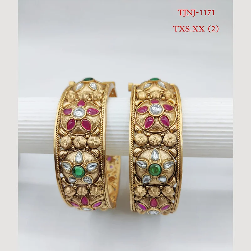 Chic And Stylish Jewelry At Exclusive Prices Choice Gold Plated Pota Stone Bangles Set Chic And Stylish Jewelry At Exclusive Prices Choice Gold Plated Pota Stone Bangles Set