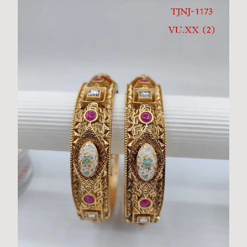 Delicate Crystal Jewelry For Sophisticated Charm Choice Gold Plated Pota Stone Bangles Set Delicate Crystal Jewelry For Sophisticated Charm Choice Gold Plated Pota Stone Bangles Set
