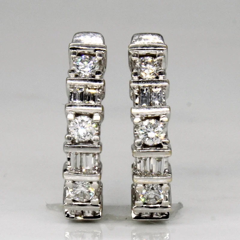 Mixed Cut Diamond Huggie Hoop Earrings | 0.36ctw |