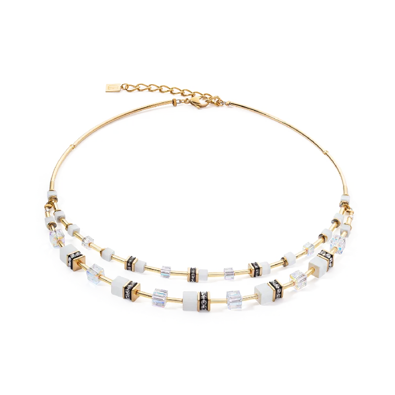 Romantic Heart-Shaped Jewelry For Special Gifts GeoCUBE® Iconic Layer necklace gold-white Romantic Heart-Shaped Jewelry For Special Gifts GeoCUBE® Iconic Layer necklace gold-white
