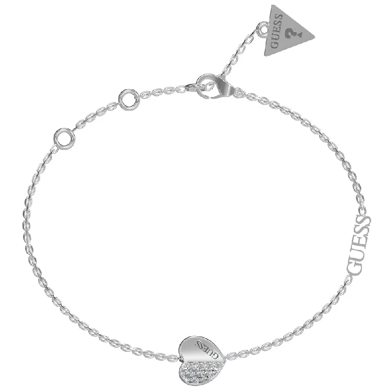 Elevate Your Jewelry Collection With Limited-Time Savings Guess Rhodium Plated Stainless Steel Plain & Pave Heart Charm Bracelet Elevate Your Jewelry Collection With Limited-Time Savings Guess Rhodium Plated Stainless Steel Plain & Pave Heart Charm Bracelet