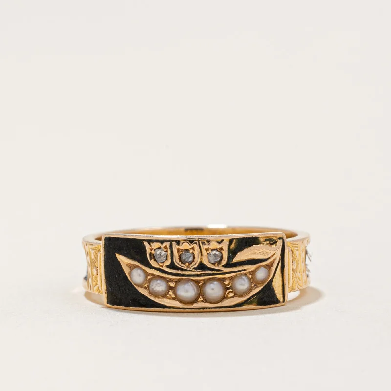Affordable Luxury Jewelry – Style At A Great Price 1876 Diamond & Seed Pearl Mourning Ring with Plaited Hair| 0.03ctw | SZ 6.75 | Affordable Luxury Jewelry – Style At A Great Price 1876 Diamond & Seed Pearl Mourning Ring with Plaited Hair| 0.03ctw | SZ 6.75 |