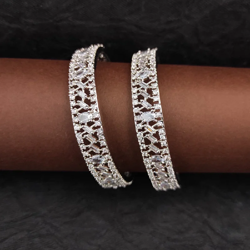Luxury Jewelry Sale – Sparkle For Less Heera Jewellers Silver Plated AD Bangles Set Luxury Jewelry Sale – Sparkle For Less Heera Jewellers Silver Plated AD Bangles Set