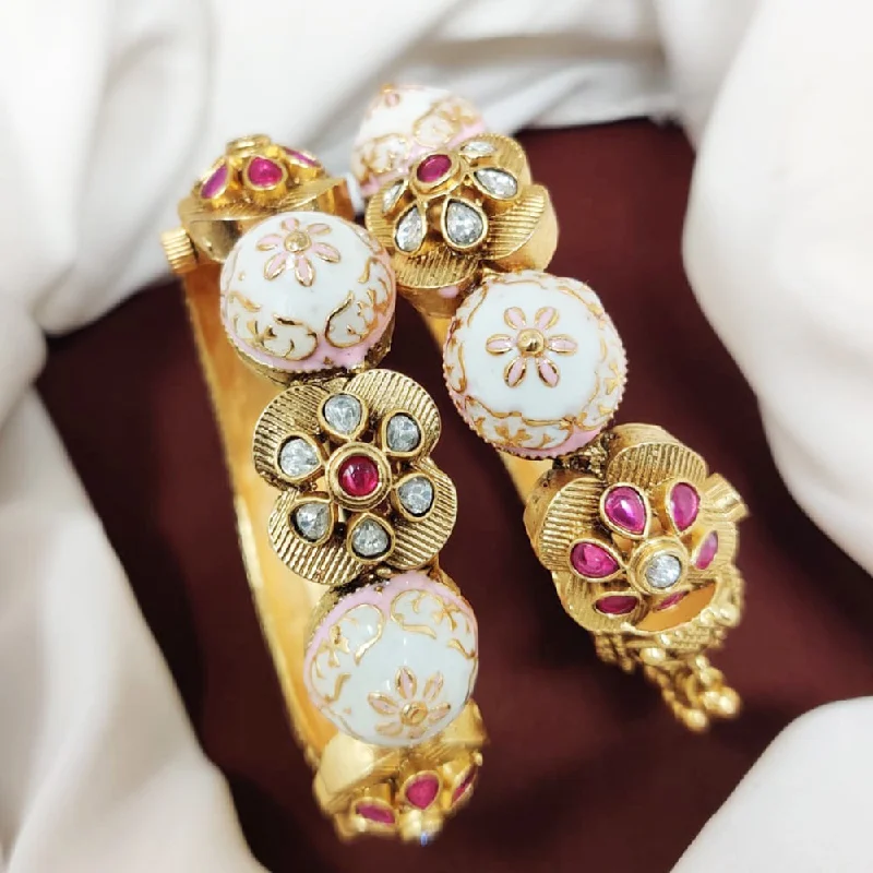 Shop Dazzling Jewelry At The Best Prices JCM Copper Gold Plated Pota Stone Openable Bangles Set Shop Dazzling Jewelry At The Best Prices JCM Copper Gold Plated Pota Stone Openable Bangles Set