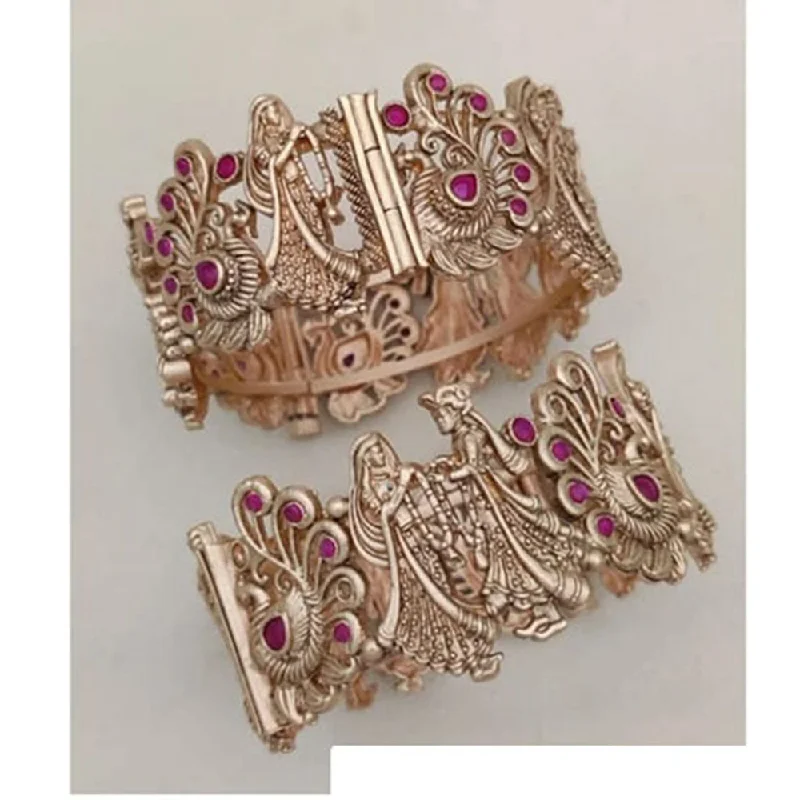 Celebrate Every Occasion With Sparkling Savings Jewel Addiction Gold Plated Pota Stone Openable Bangles Set Celebrate Every Occasion With Sparkling Savings Jewel Addiction Gold Plated Pota Stone Openable Bangles Set