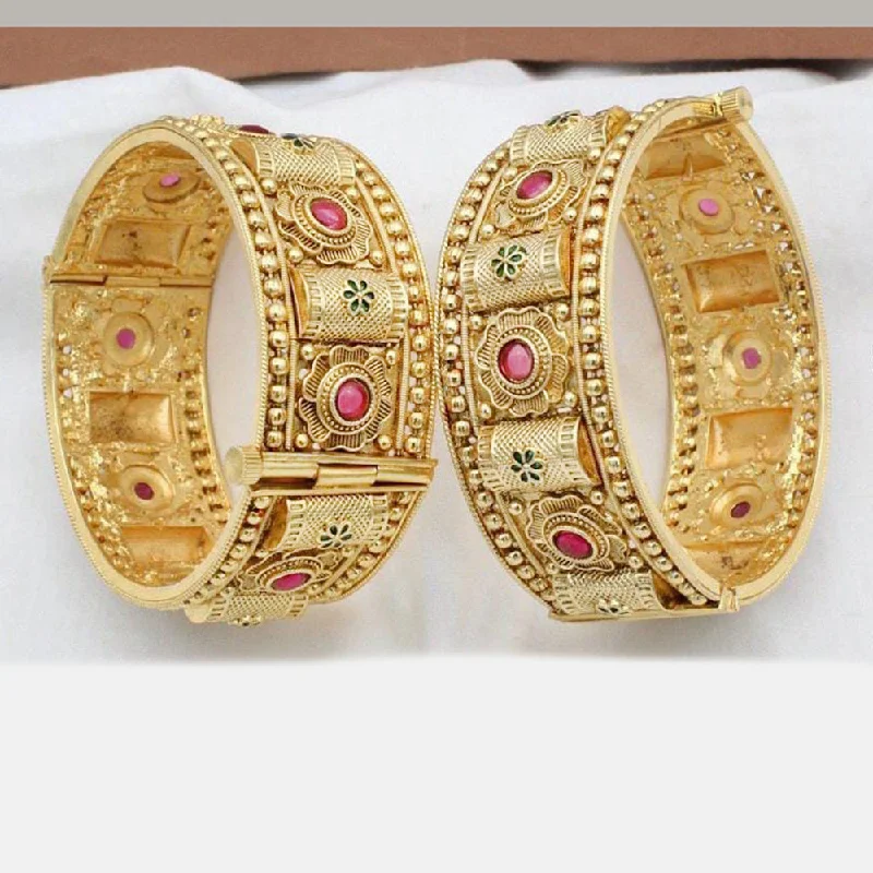 Grab Exquisite Jewelry At The Lowest Prices Kavita Art Gold Plated Pota Stone Openable Bangles Set Grab Exquisite Jewelry At The Lowest Prices Kavita Art Gold Plated Pota Stone Openable Bangles Set