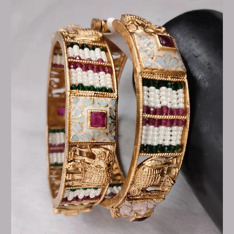 Lucentarts Jewellery Gold Plated Meenakari Bangles Set