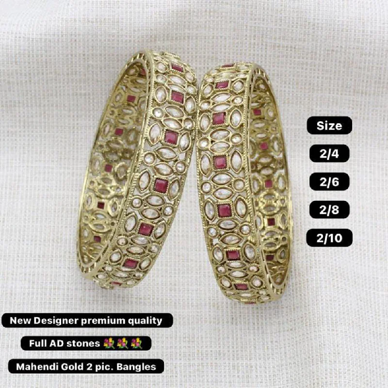 Luxury Handcrafted Jewelry For Elegant Looks Manisha Jewellery Gold Plated AD Stone Bangles Set Luxury Handcrafted Jewelry For Elegant Looks Manisha Jewellery Gold Plated AD Stone Bangles Set