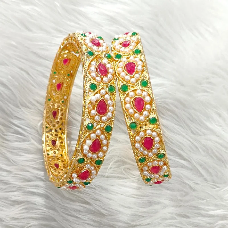 Fashion-Forward Geometric Jewelry For Contemporary Style Manisha Jewellery Gold Plated Bangle Set Fashion-Forward Geometric Jewelry For Contemporary Style Manisha Jewellery Gold Plated Bangle Set