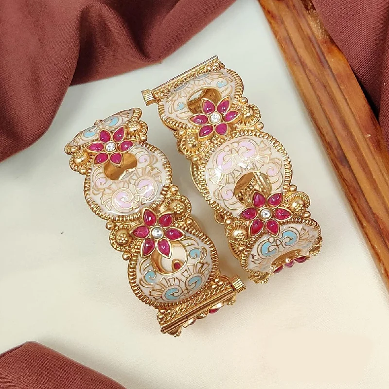 Jewelry Clearance – Final Chance To Save Big Manisha Jewellery Gold Plated Kundan Stone And Meenakari Openable Bangles Set