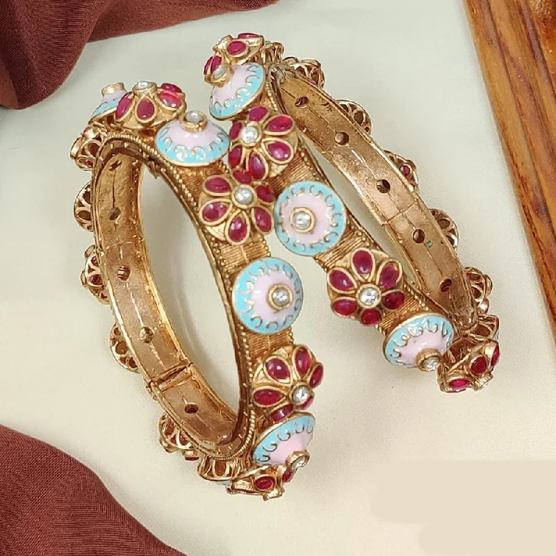 Get The Jewelry You Love At A Price You Love Manisha Jewellery Gold Plated Kundan Stone And Meenakari Openable Bangles Set Get The Jewelry You Love At A Price You Love Manisha Jewellery Gold Plated Kundan Stone And Meenakari Openable Bangles Set