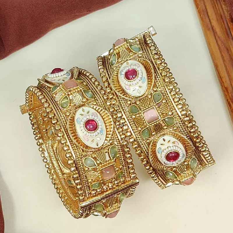 Affordable Luxury Jewelry – Style At A Great Price Manisha Jewellery Gold Plated Kundan Stone And Meenakari Openable Bangles Set Affordable Luxury Jewelry – Style At A Great Price Manisha Jewellery Gold Plated Kundan Stone And Meenakari Openable Bangles Set
