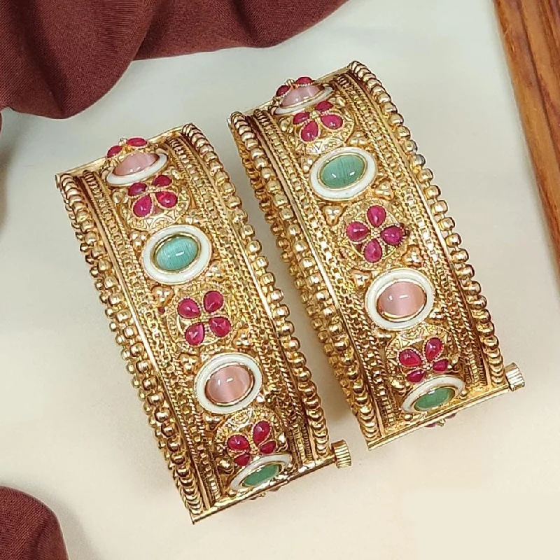 Huge Savings On Premium Jewelry Styles Manisha Jewellery Gold Plated Kundan Stone Openable Bangle Set Huge Savings On Premium Jewelry Styles Manisha Jewellery Gold Plated Kundan Stone Openable Bangle Set