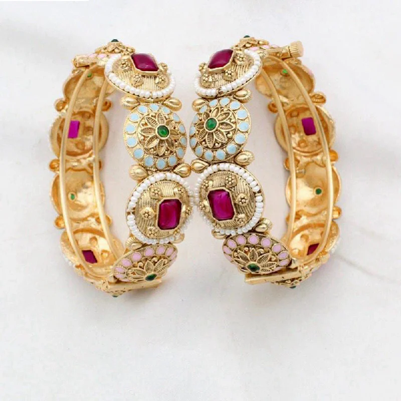 Gorgeous Jewelry, Limited-Time Savings Manisha Jewellery Gold Plated Pota And Pearl Openable Bangles Set Gorgeous Jewelry, Limited-Time Savings Manisha Jewellery Gold Plated Pota And Pearl Openable Bangles Set