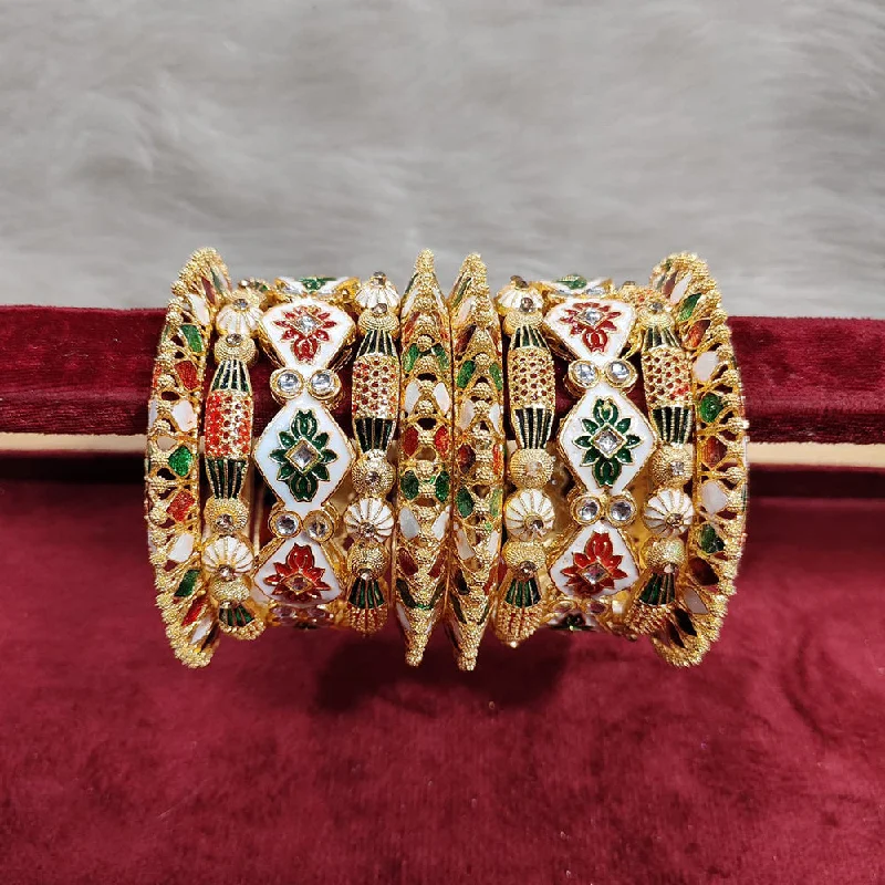 Elegant Jewelry, Exclusive Prices – Shop Now Pooja Bangles Gold Plated Kundan Stone And Meenakari Bangles Set Elegant Jewelry, Exclusive Prices – Shop Now Pooja Bangles Gold Plated Kundan Stone And Meenakari Bangles Set