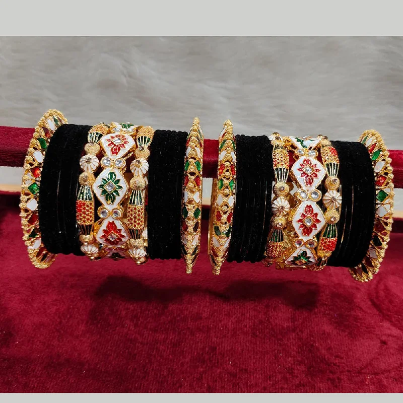 Trending Jewelry Styles Now At Limited-Time Discounts Pooja Bangles Gold Plated Kundan Stone And Velvet Bangles Set Trending Jewelry Styles Now At Limited-Time Discounts Pooja Bangles Gold Plated Kundan Stone And Velvet Bangles Set