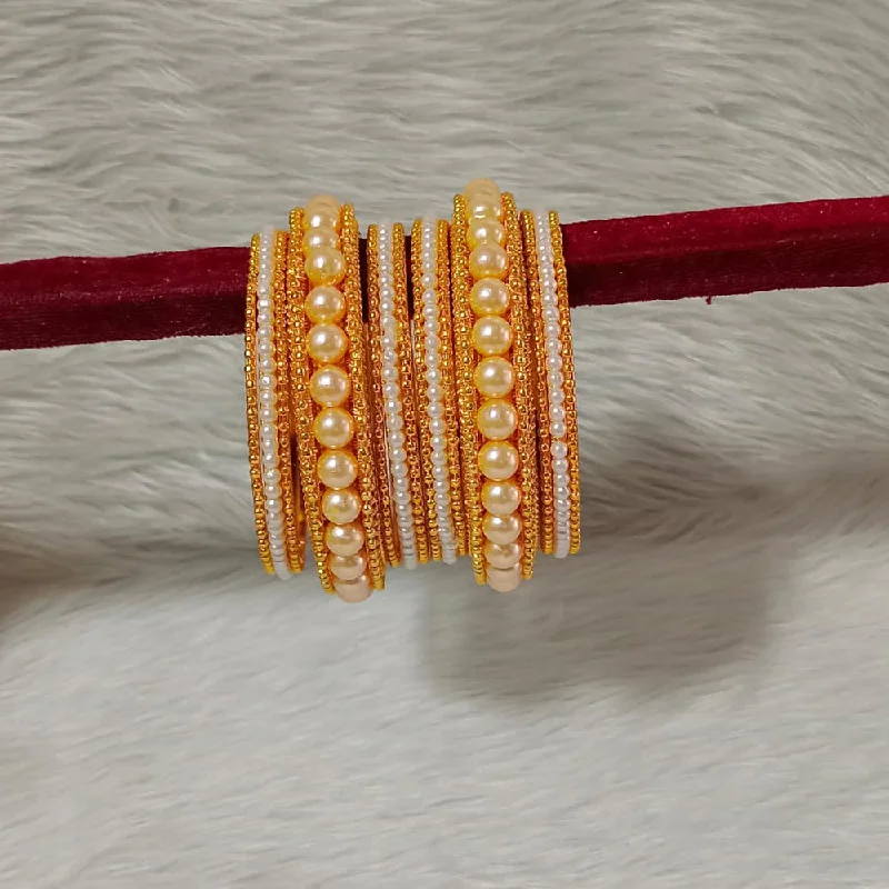 Pooja Bangles Gold Plated Pearl Bangles Set