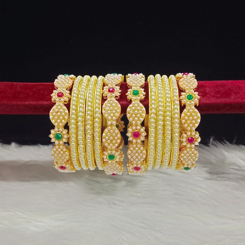 Breathtaking Jewelry At Limited-Time Savings Pooja Bangles Gold Plated Pota Stone And Pearls Bangles Set Breathtaking Jewelry At Limited-Time Savings Pooja Bangles Gold Plated Pota Stone And Pearls Bangles Set