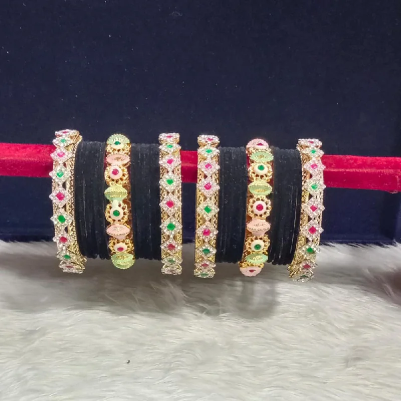 Fashion-Forward Jewelry At Incredible Prices Pooja Bangles Gold Plated Pota Stone And Pearls Velvet Bangles Set Fashion-Forward Jewelry At Incredible Prices Pooja Bangles Gold Plated Pota Stone And Pearls Velvet Bangles Set